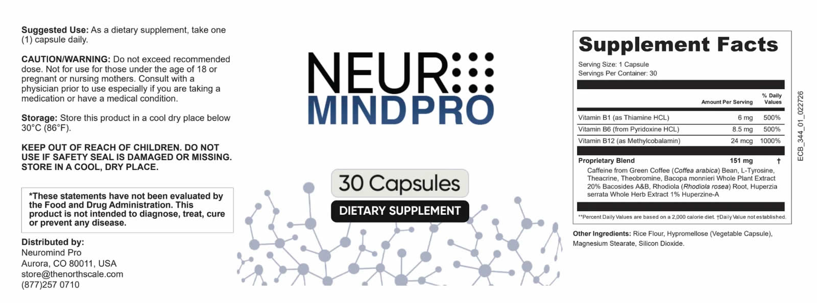 NeuroMind Pro Supplement Facts Label